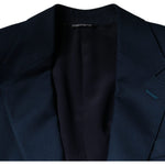Dolce & Gabbana Blue Wool Logo Single Breasted Coat Blazer JKT4074-44