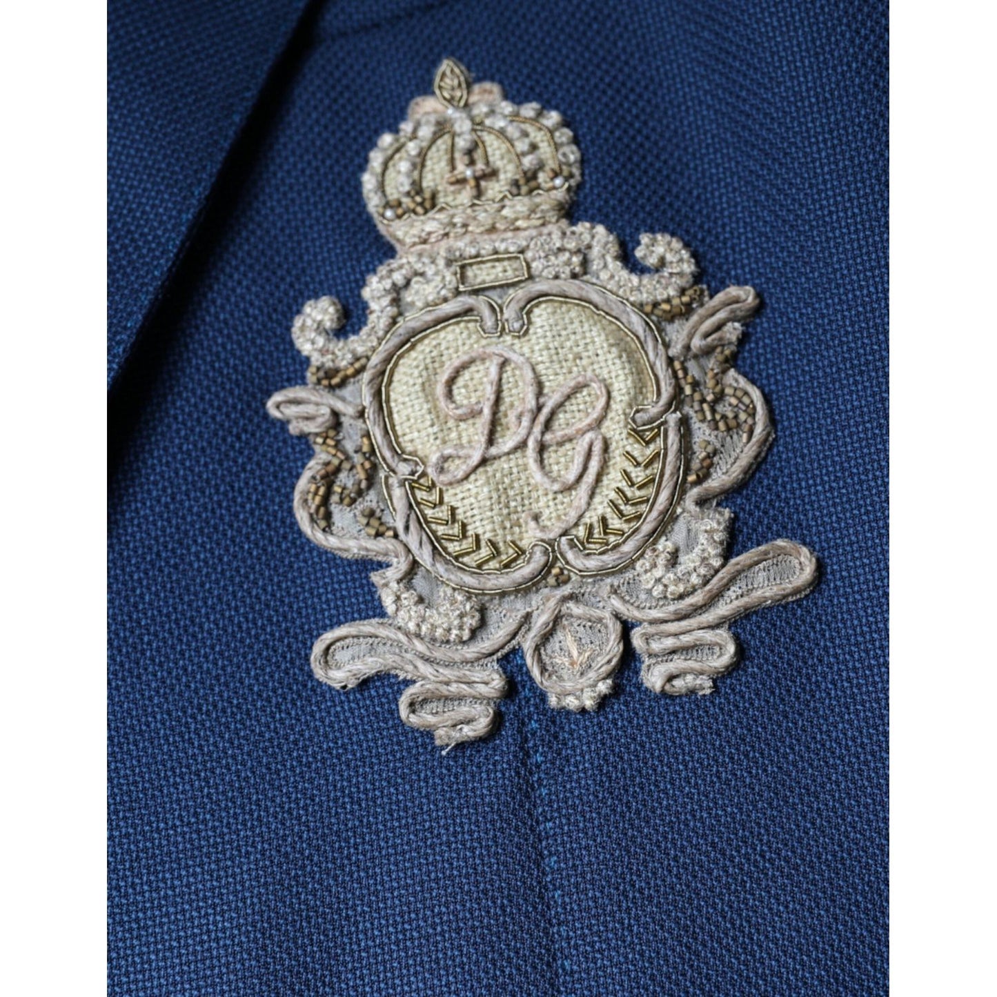 Dolce & Gabbana Blue Wool Logo Single Breasted Coat Blazer JKT4074-44