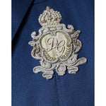 Dolce & Gabbana Blue Wool Logo Single Breasted Coat Blazer JKT4074-44