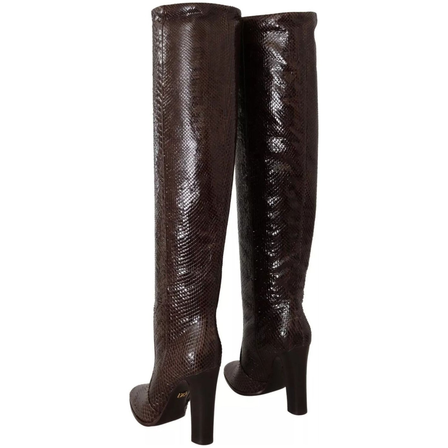 Dolce & Gabbana Brown Exotic Leather Heels High Boots Shoes LA9036-41