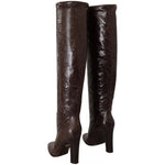 Dolce & Gabbana Brown Exotic Leather Heels High Boots Shoes LA9036-41