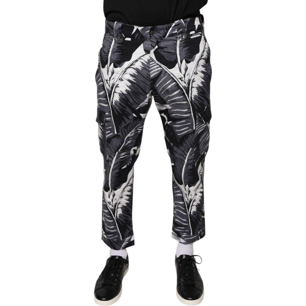 Dolce & Gabbana Gray Banana Leaf Cotton Stretch Capri Pants PAN75563-46