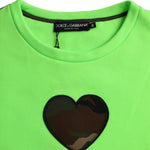 Dolce & Gabbana Green Patchwork Heart Crew Neck Pullover Sweater TSH86534-44