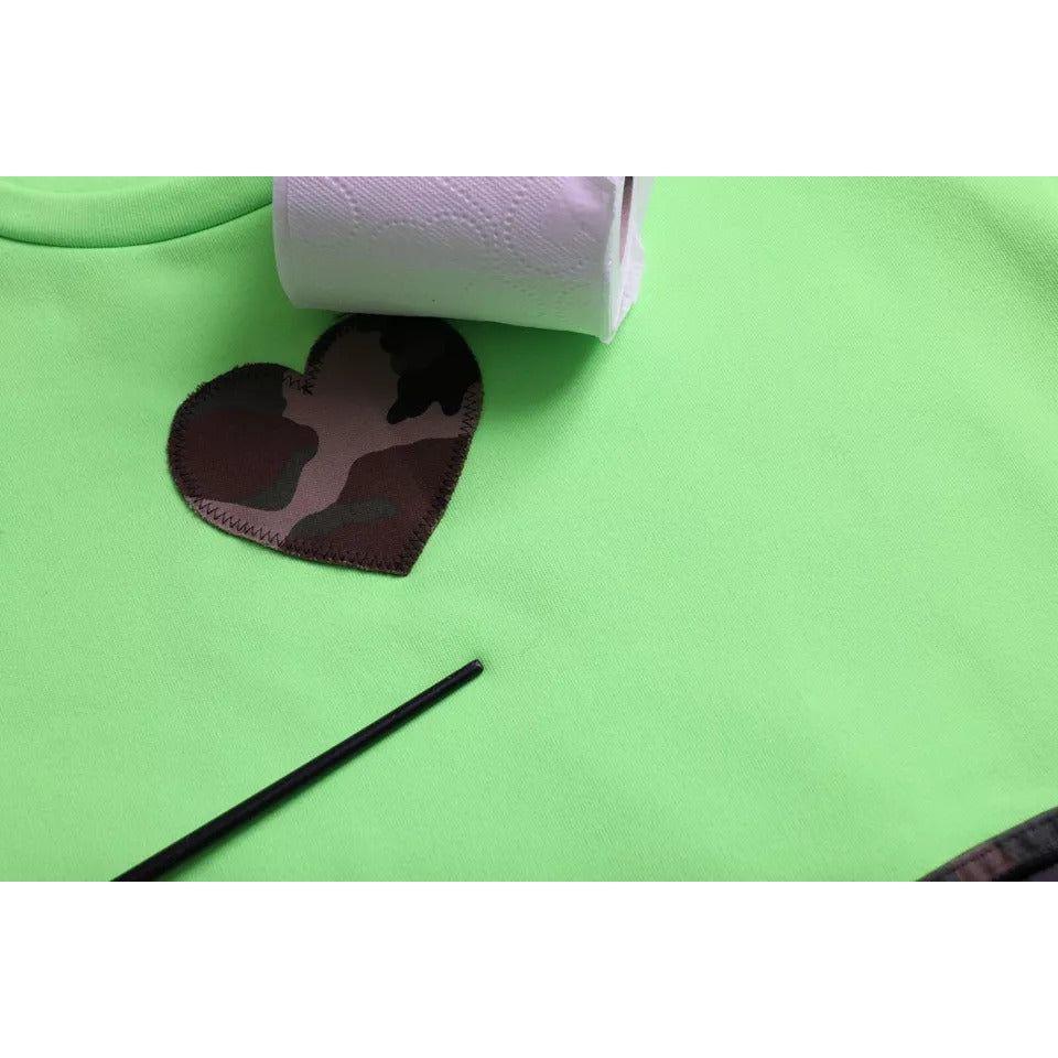 Dolce & Gabbana Green Patchwork Heart Crew Neck Pullover Sweater TSH86534-44