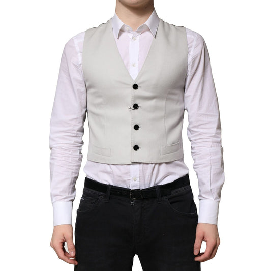 Dolce & Gabbana Gray Wool Dress Formal Men Waistcoat Vest