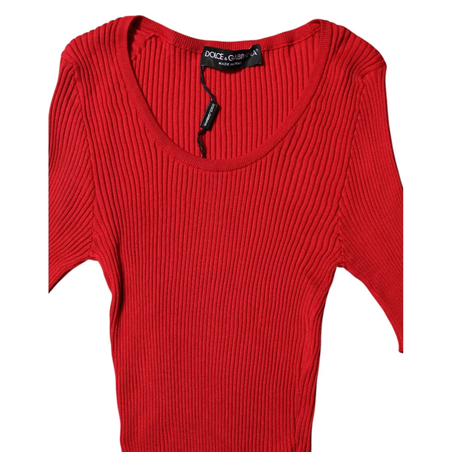 Dolce & Gabbana Red Round Neck Short Sleeves Pullover Top