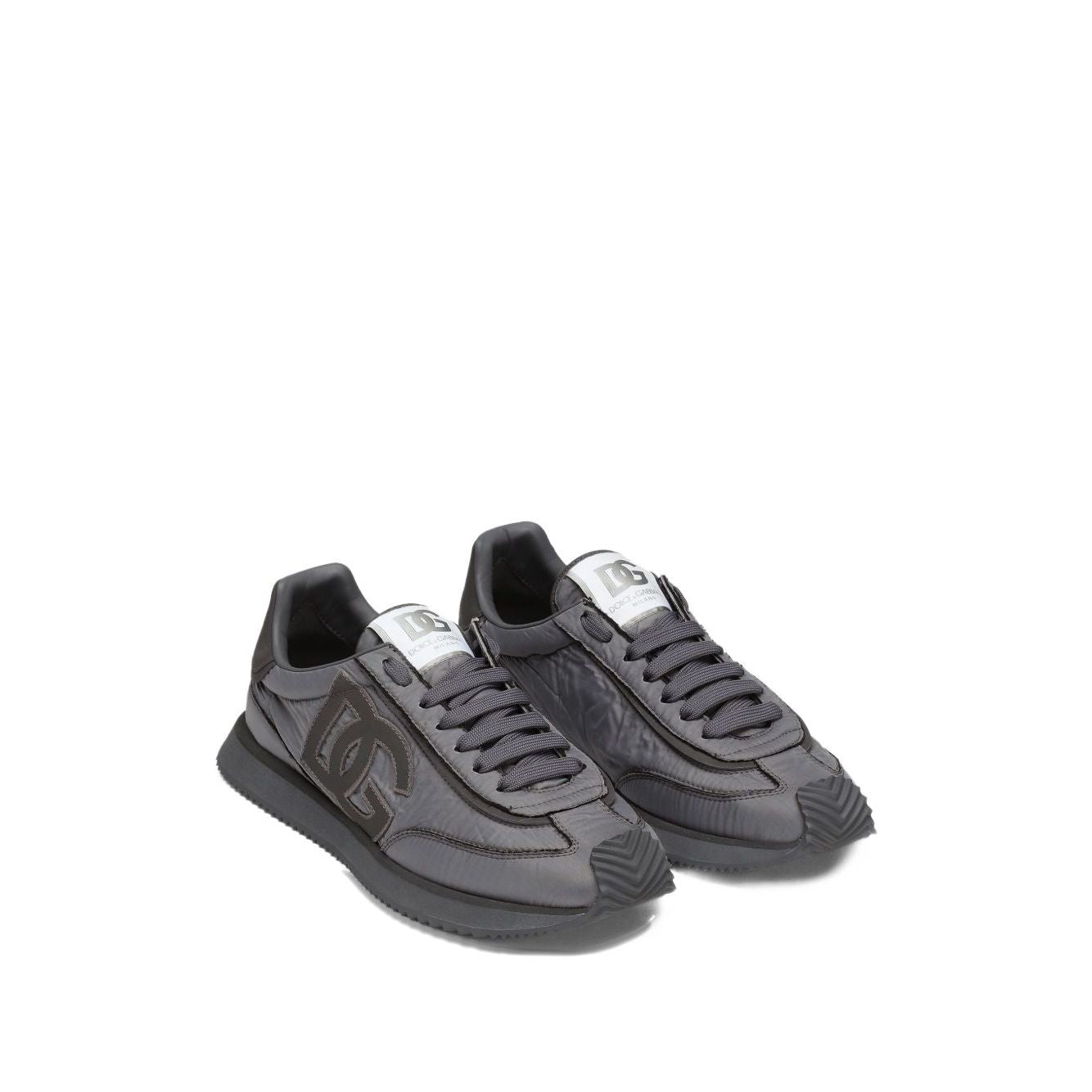 Dolce & Gabbana Sneakers Grey with embroidered logo, lace-up fastening, flat rubber sole, padded collar, and DG Cushion design.