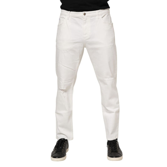 Dolce & Gabbana White Cotton Loose Men Denim Jeans