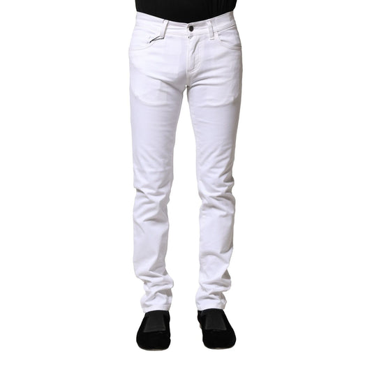 Dolce & Gabbana White Cotton Skinny Men Denim Jeans