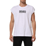 Dolce & Gabbana White Cotton Sleeveless Printed Tank T-shirt featuring logo and stylish print, made in Italy.