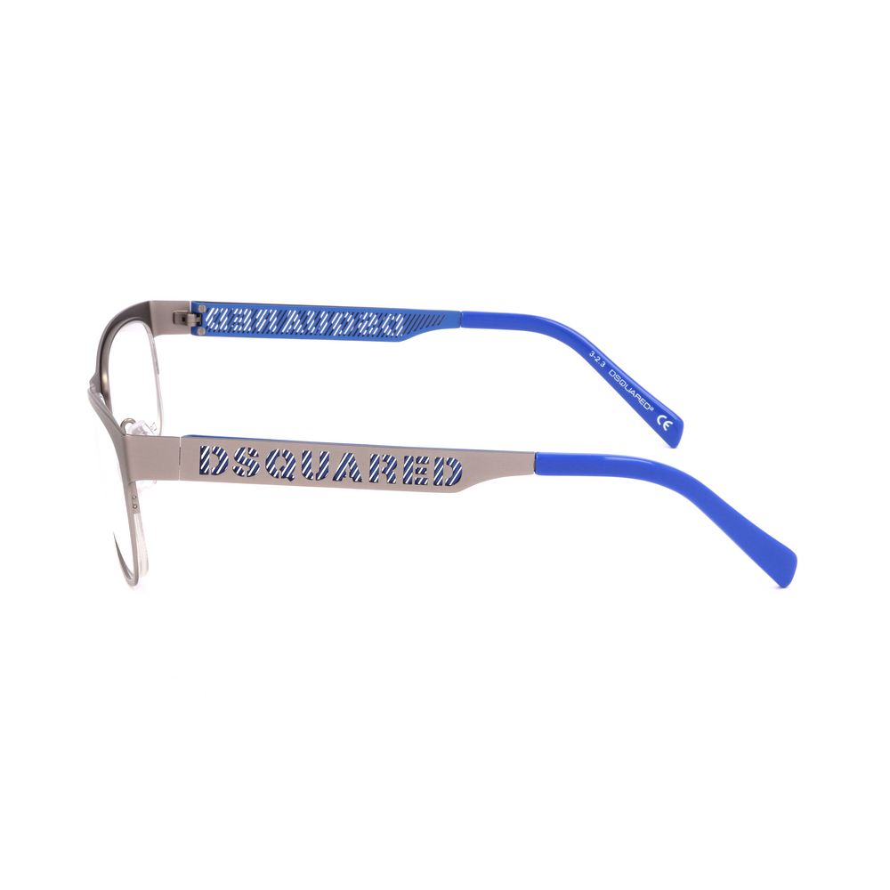 Dsquared² Silver Metal Glasses (Frames) with blue temples and silver frame, model DQ5097-015-54, size 54/17/140 mm.
