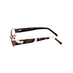 Side view of Emilio Pucci Brown Metal Frames eyeglasses in brown color, model EP2136210, showcasing metal temple details.