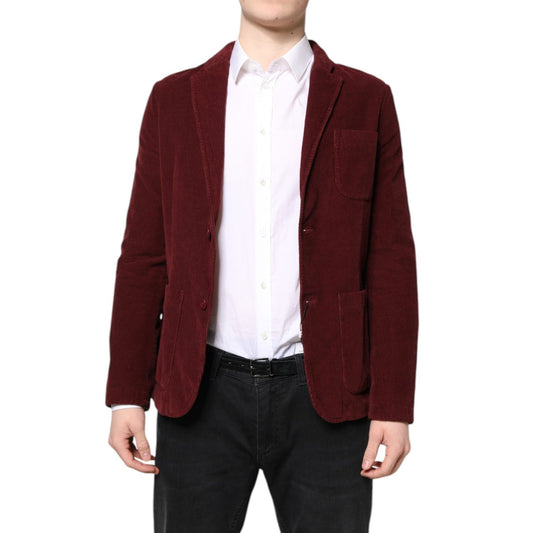 GF Ferre Maroon Corduroy Regular Fit Men Coat Blazer Jacket