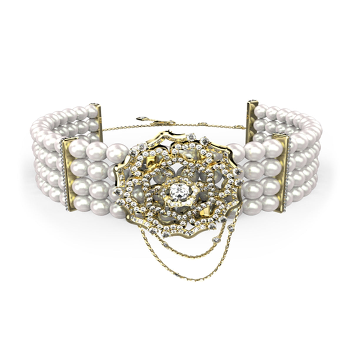 GUESS JEWELS JEWELRY Mod. JUBN04542JWYGT-U featuring an elegant pearl and gold bracelet with intricate detailing.