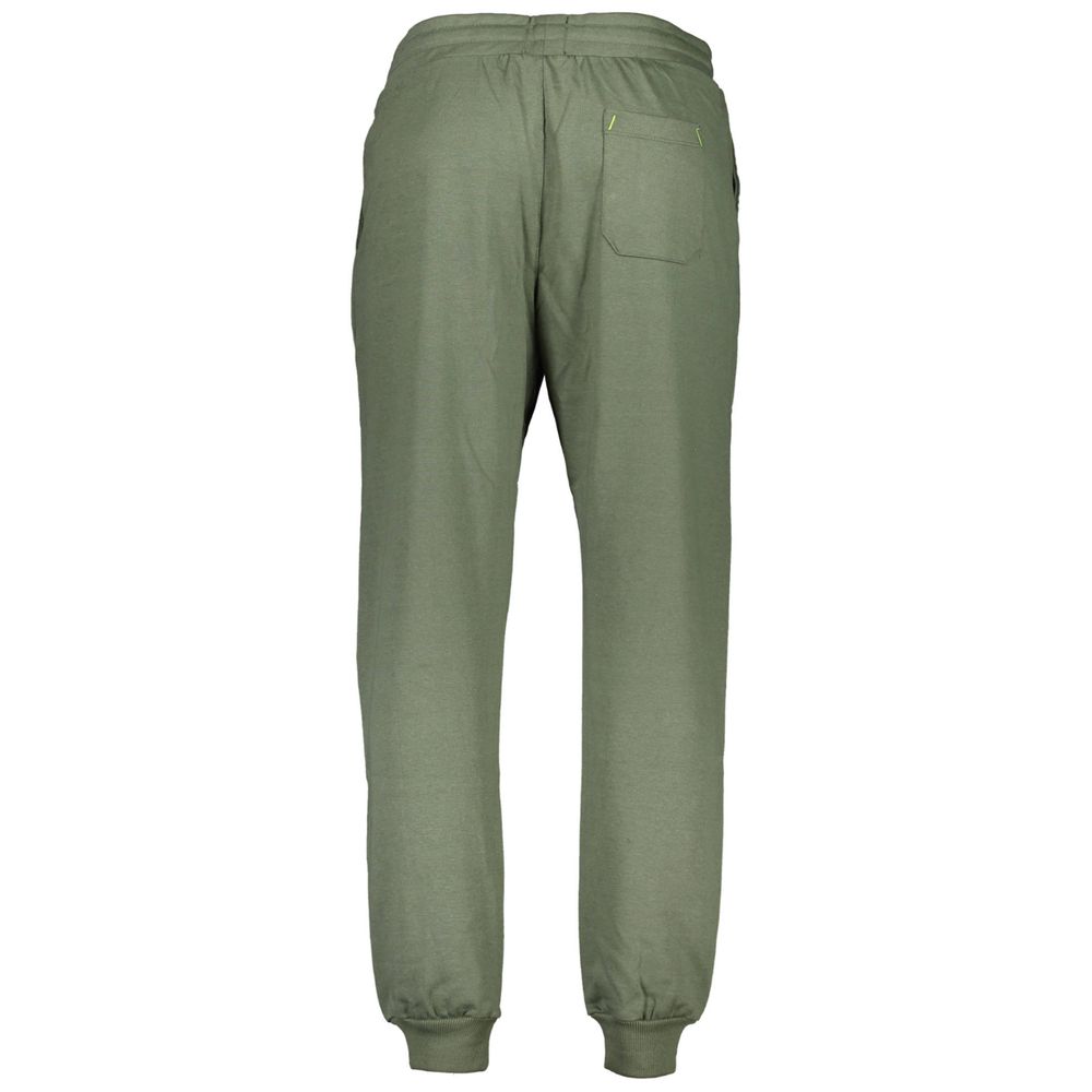 Gianmarco Venturi Green Cotton Pant with elastic waist, brushed fabric, ankle cuffs, embroidery, 3 pockets, and contrasting details.