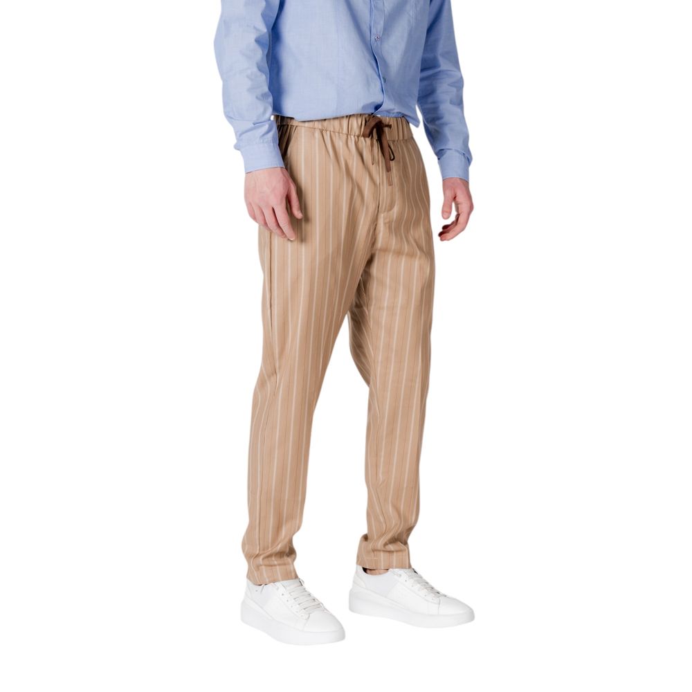 Gianni Lupo Beige Polyester Casual Pants