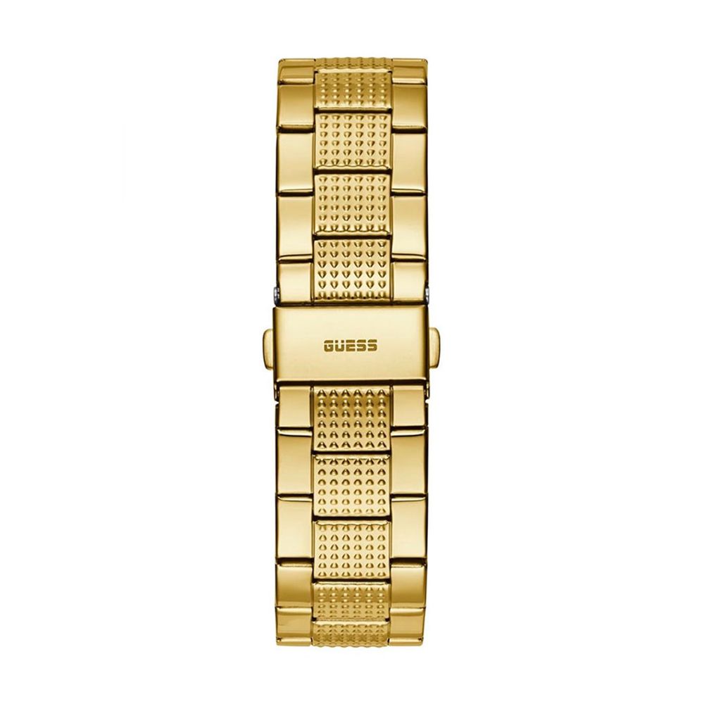 Close-up of golden stainless steel bracelet for Guess Gold Stainless Steel Digital Watch.