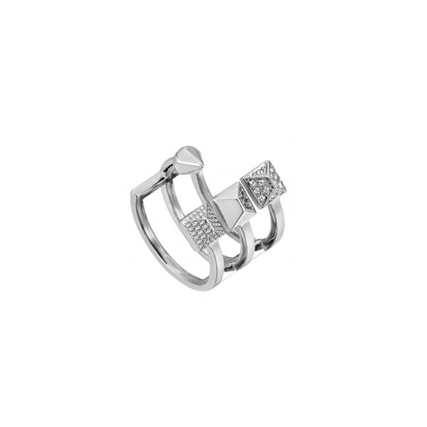 JUST CAVALLI JEWELS JEWELRY Mod. JCRG00170106 silver ring with geometric design