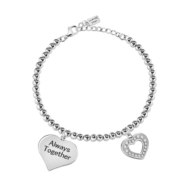Silver bracelet with "Always Together" charm by LA PETITE STORY JEWELRY Mod. LPS05ASD12 with heart pendant design.
