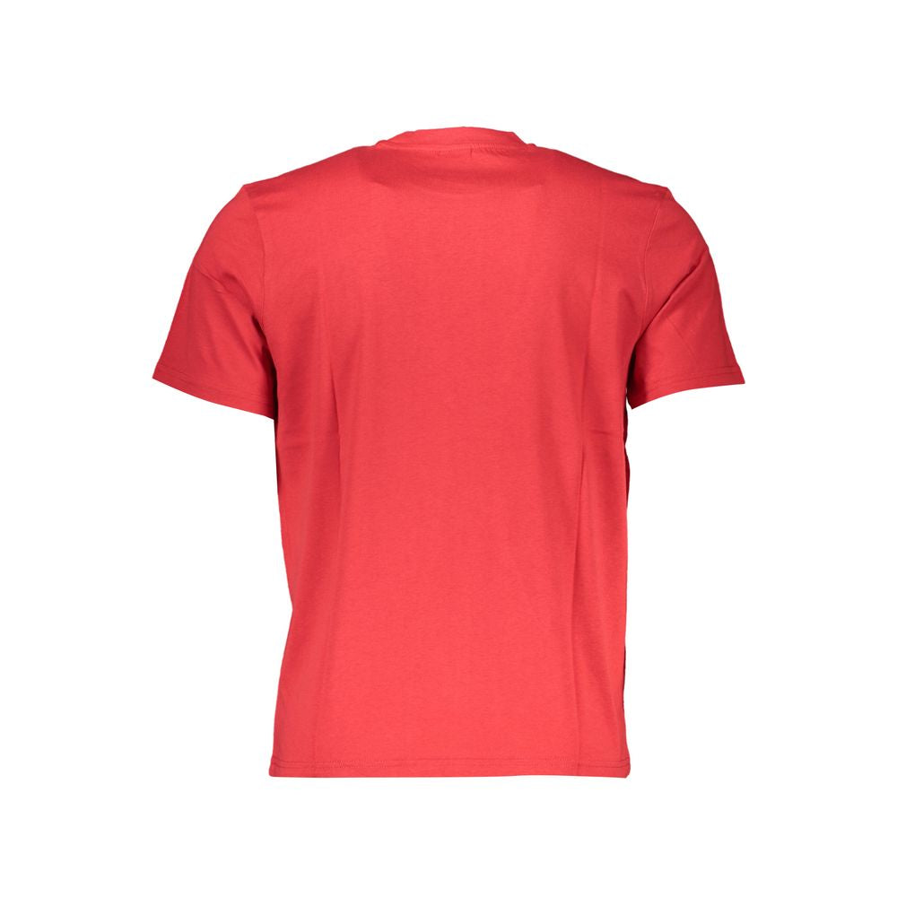 Back view of North Sails Red Cotton T-Shirt, short sleeved with crew neck and printed logo