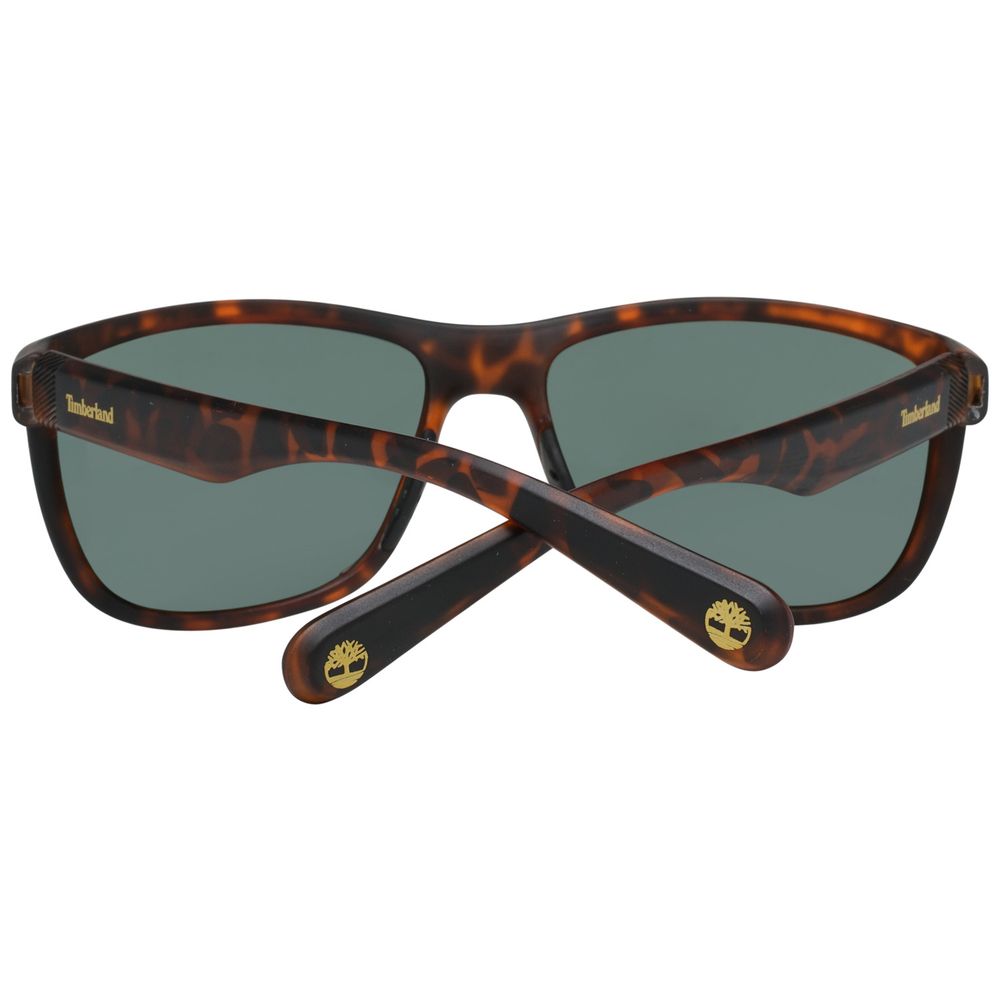 Rear view of Timberland Transparent Resin Sunglasses with tortoise shell frame and mirror gray lenses.