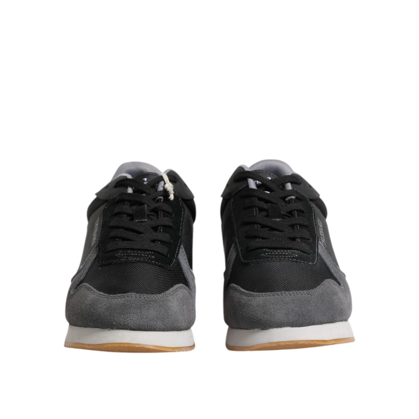 Trussardi Black Gray Lace Up Low Top Casual Sneakers Shoes