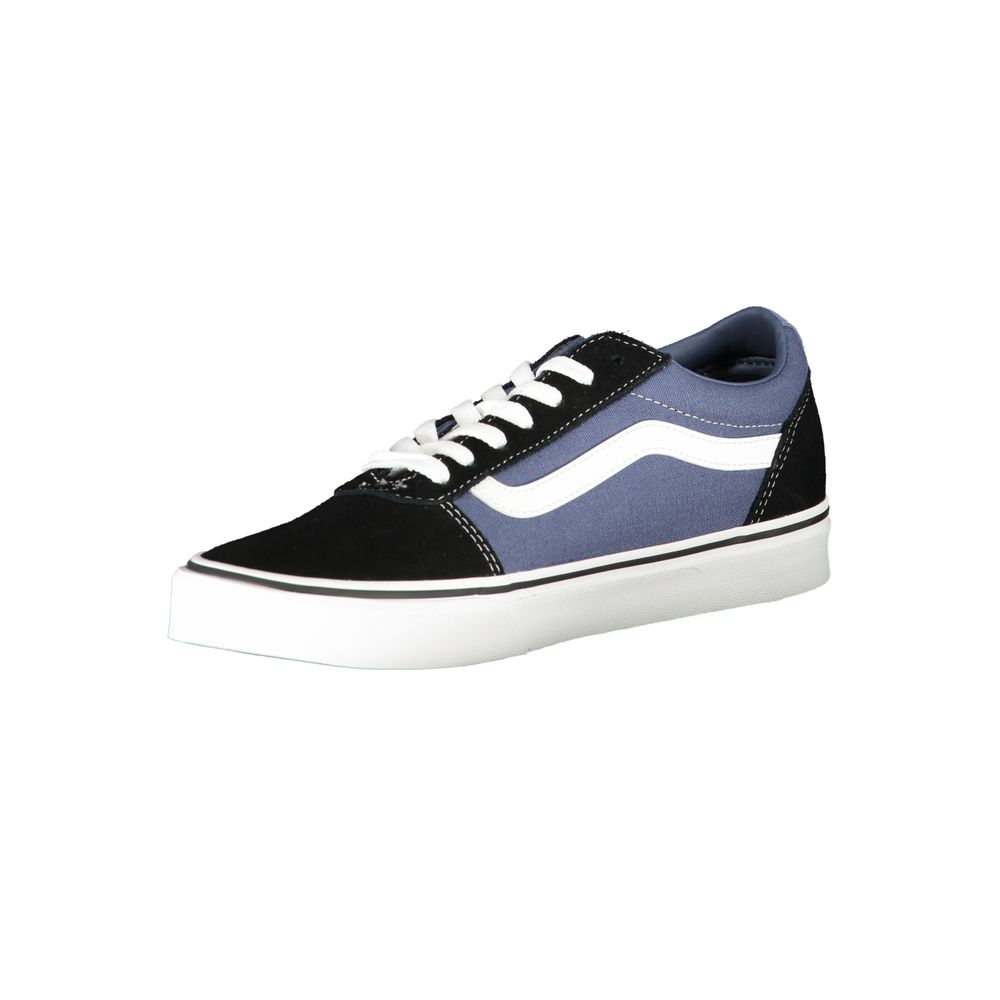 Vans Blue Polyester Sneaker with checked slip-on design and logo, featuring elastic and contrasting details.