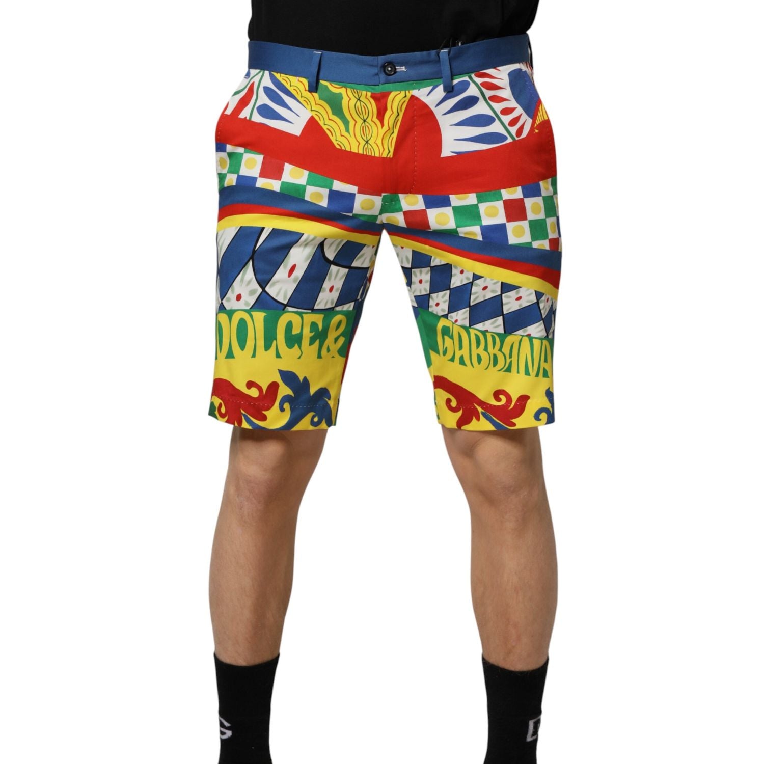 Dolce & Gabbana Multicolor Carretto Print Men Bermuda Shorts