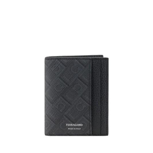 Ferragamo Black Calf Leather Bos Taurus Wallet 1728,72470364320,Accessories,Black,Ferragamo,Men,New with tags,Wallets - Accessories,Wallets - Wallets - Accessories
