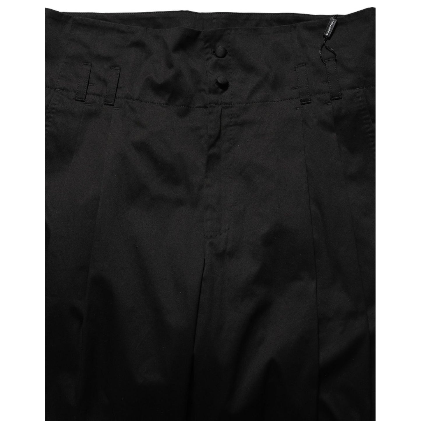Dolce & Gabbana Black Cotton Straight Leg DressTrouser Pants