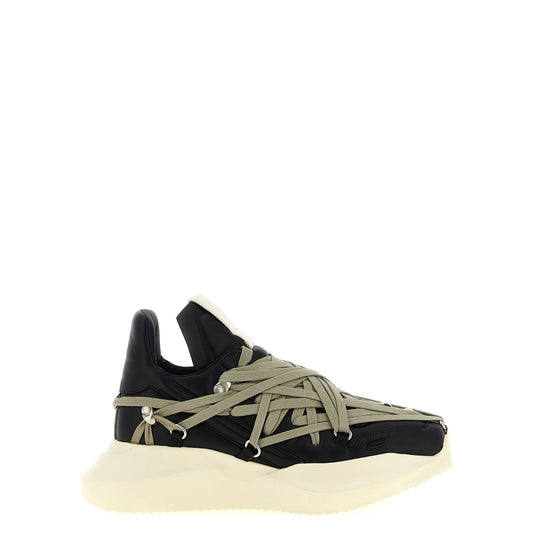 Rick Owens Black Calfskin Athletic Sneakers
