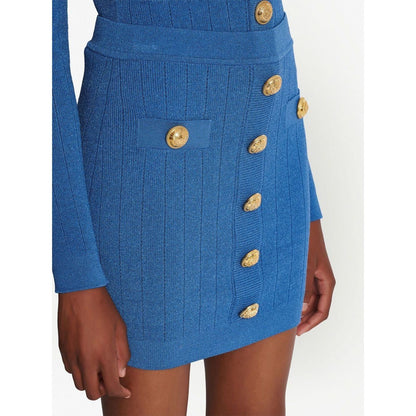 Balmain Button-detail knitted miniskirt Skirts