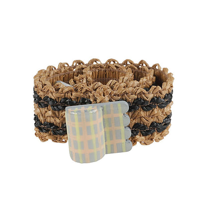 Exquisite J Striped raffia belt Belts