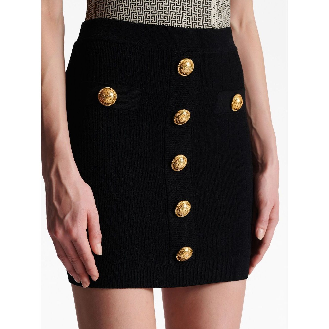 Balmain Button-detail knitted miniskirt Skirts