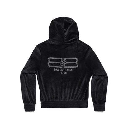 Balenciaga Crystal embellished velvet zip-up hoodie