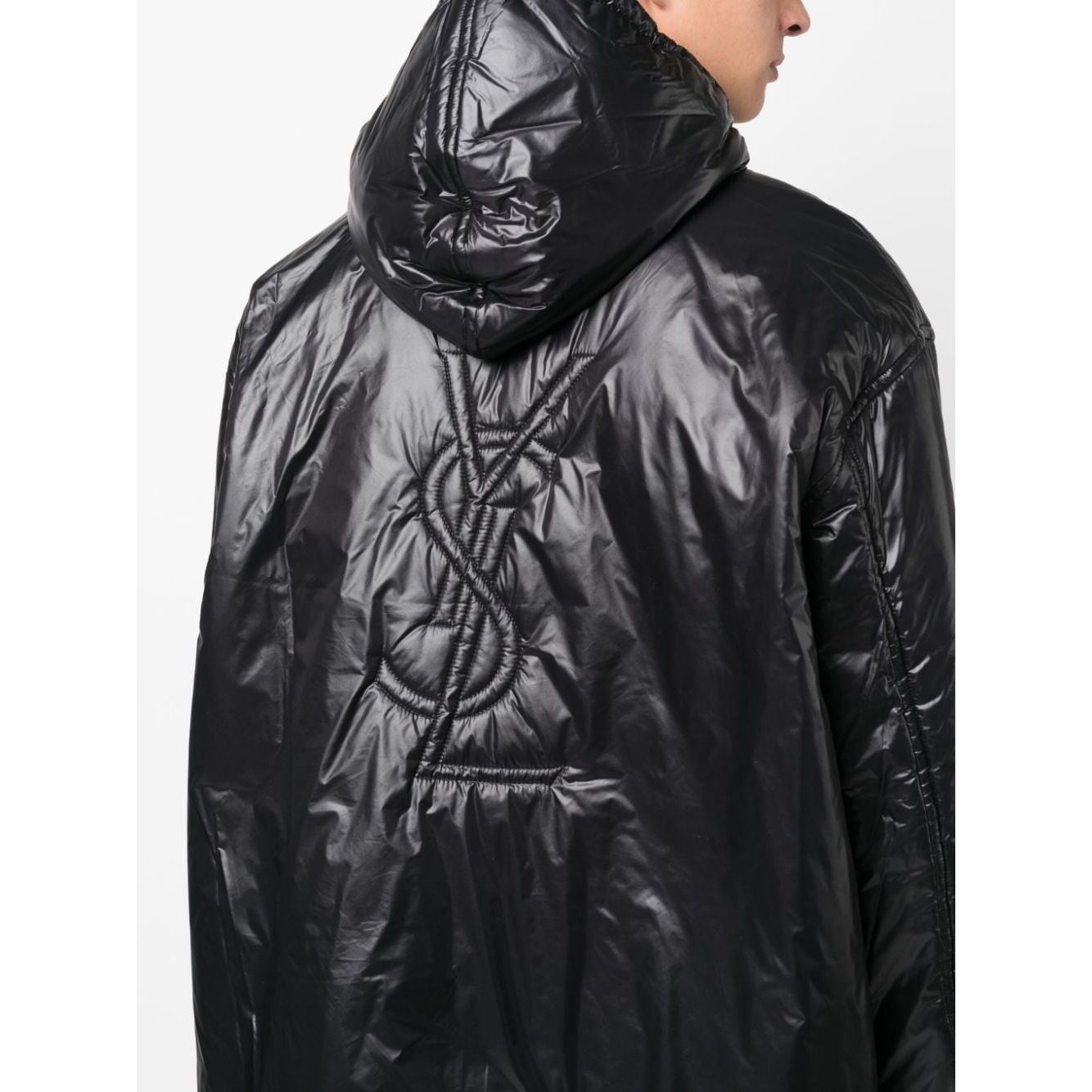 Saint Laurent Cassandre logo-embossed hooded raincoat