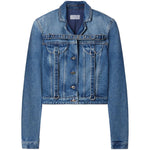 Off White Crop Denim Jacket With Belt Jackets