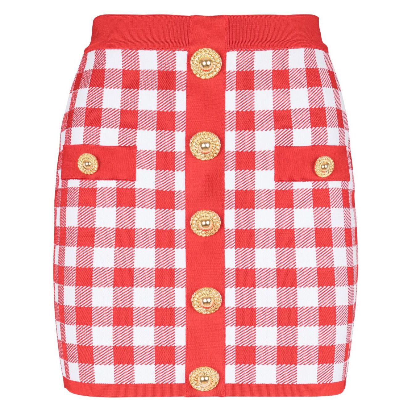 Balmain Gingham fine-knit miniskirt Skirts