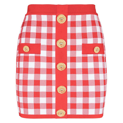 Balmain Gingham fine-knit miniskirt Skirts