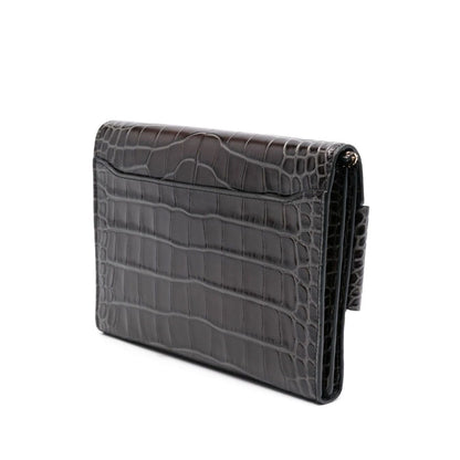 Boyy Buckle travel case croco embossed leather clutch bag Clutches