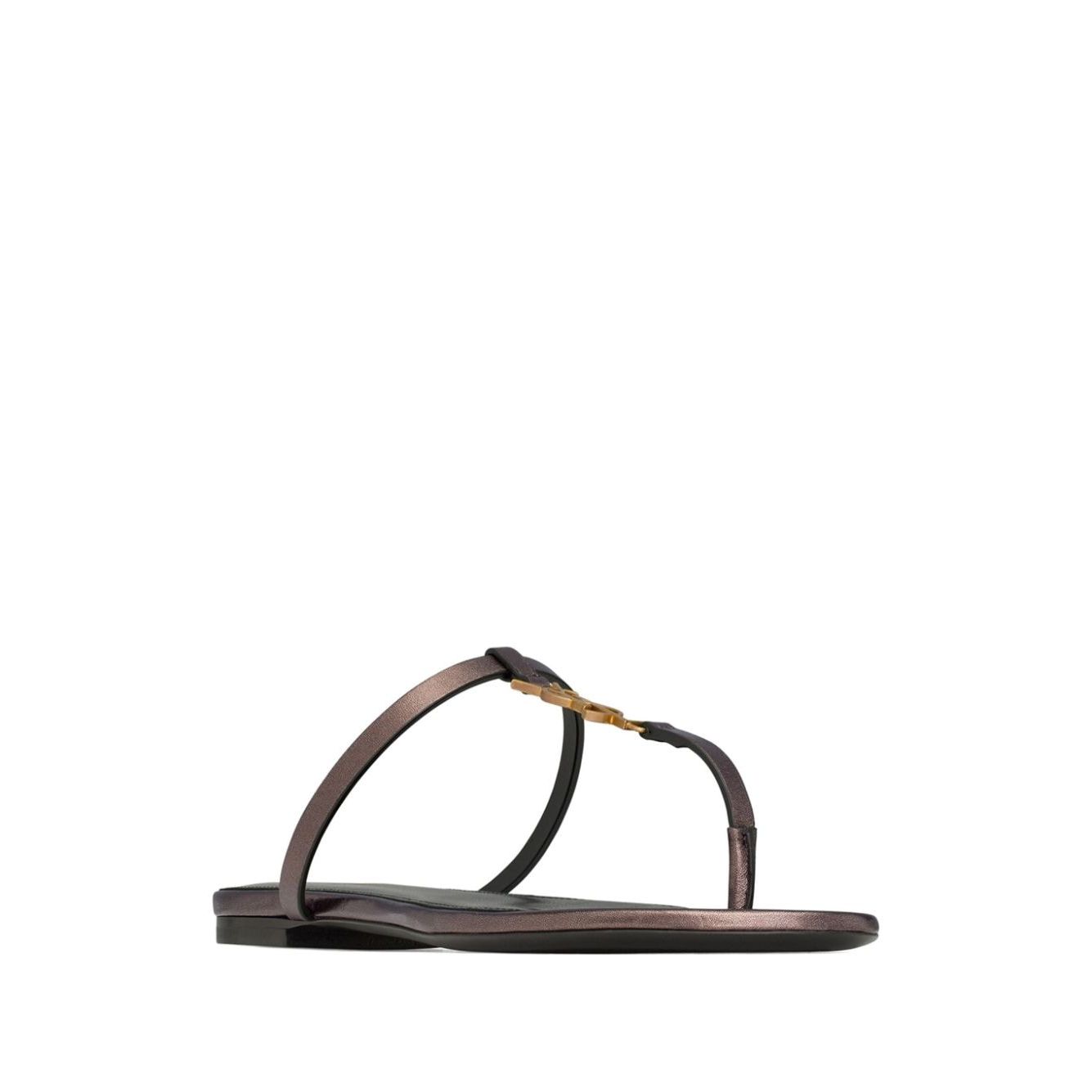 Saint Laurent Cassandre leather thong sandals