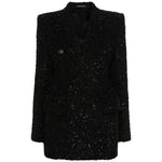 Balenciaga Hourglass tweed-texture padded-shoulder wool-blend blazer Jackets