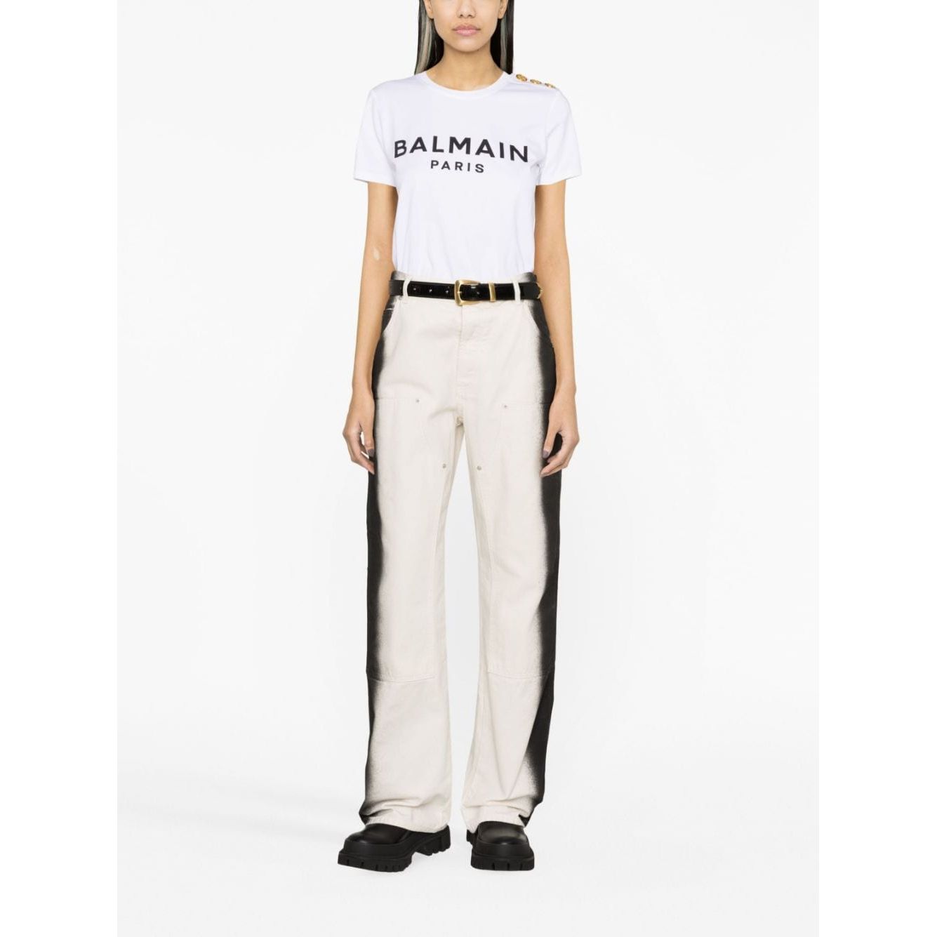 Balmain T-shirt with Balmain Paris print Topwear