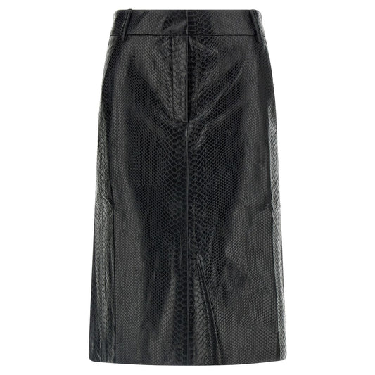 The Andamane Black Polyethylene Midi Skirt