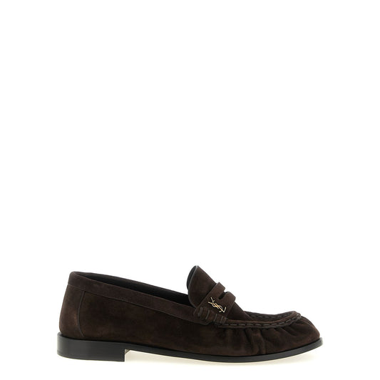 Saint Laurent Brown Calfskin Slip-On Loafers