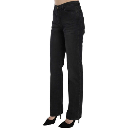 Just Cavalli Black Washed High Waist Straight Denim Pants Jeans Jeans & Pants