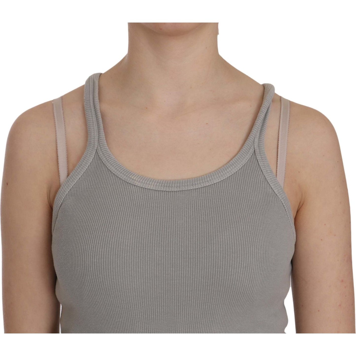 PINK MEMORIES Grey Sleeveless Spaghetti Strap Shirt