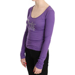 Purple Exte Crystal Embellished Long Sleeve Top Blouse TSH3413-40