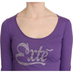 Purple Exte Crystal Embellished Long Sleeve Top Blouse TSH3413-40