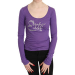 Purple Exte Crystal Embellished Long Sleeve Top Blouse TSH3413-40
